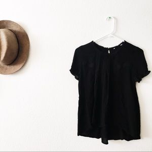 BLACK BLOUSE WITH EMBROIDERED DETAILING